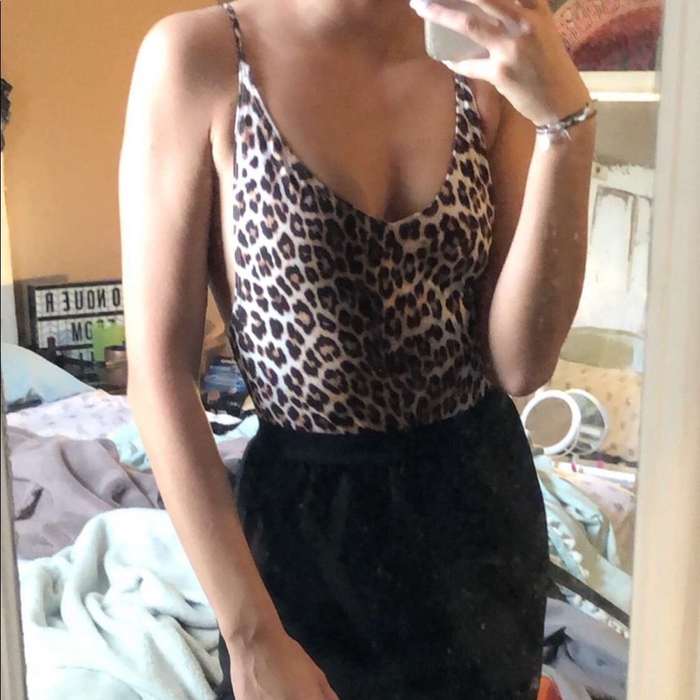 Cheetah print one piece high leg bikini